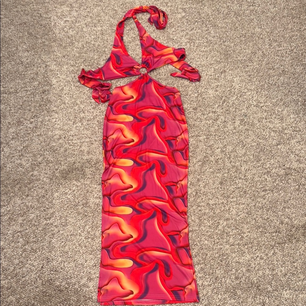 Vibrant Halter Maxi Dress